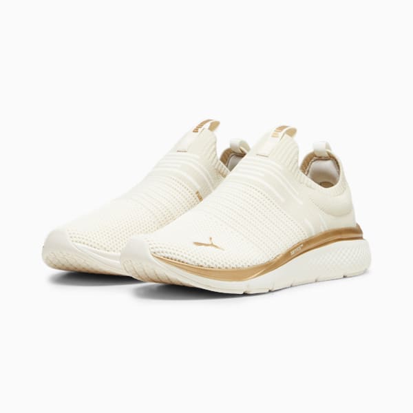 Softride Pro Echo Slip Metal Women's Running Shoes, Warm White-Alpine Snow-PUMA Gold, extralarge-IND