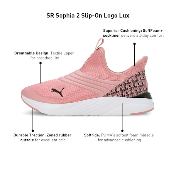 SOFTRIDE Sophia 2 Lux Slip-On Women's Shoes, Future Pink-PUMA White-PUMA Black, extralarge-IND