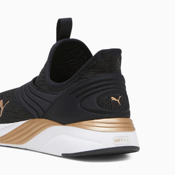 ウィメンズ ソフトライド ソフィア 2 スリッポン モルテン メタル ランニングシューズ, PUMA Black-PUMA Gold-Puma White, extralarge-JPN