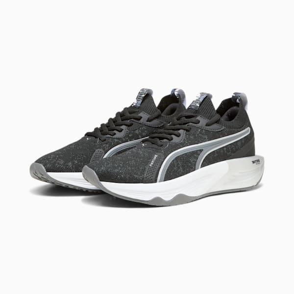 Tenis de entrenamiento para mujeres PWR XX NITRO Luxe Retro Glam, PUMA Black-Cool Dark Gray-PUMA Silver, extralarge