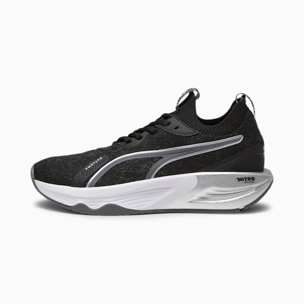 Tenis de entrenamiento para mujeres PWR XX NITRO Luxe Retro Glam, PUMA Black-Cool Dark Gray-PUMA Silver, extralarge