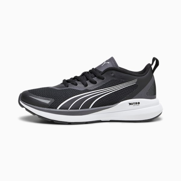 Tenis PUMA Kruz NITRO para adolescentes, PUMA Black-PUMA White-Dark Coal-PUMA Silver, extralarge