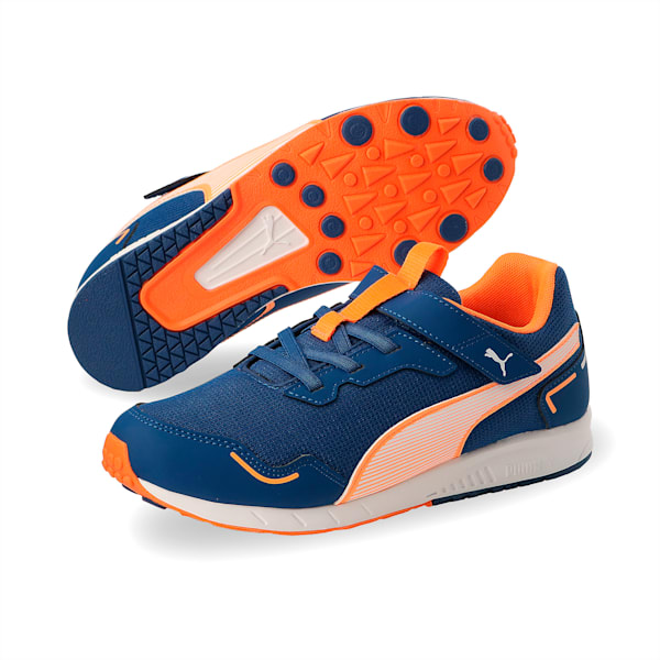 キッズ プーマ スピードモンスター V4 スニーカー 17-24cm, Blazing Blue-PUMA White, extralarge-JPN