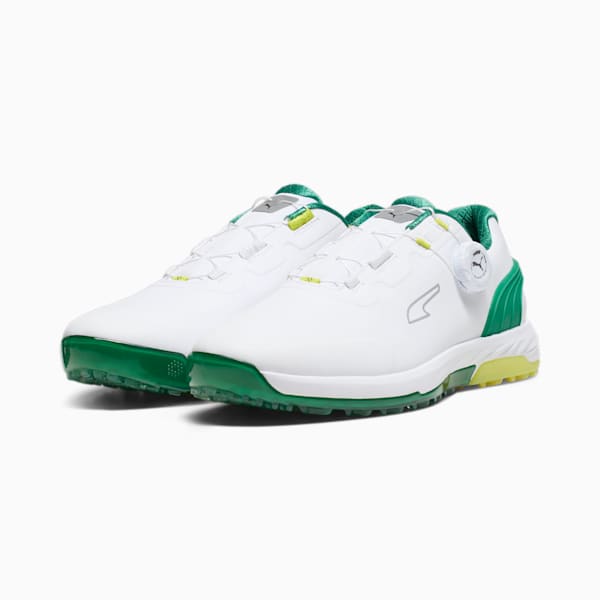 メンズ ゴルフ アルファキャット ニトロ ディスク スパイクレス シューズ, PUMA White-Archive Green-Yellow Burst, extralarge-JPN