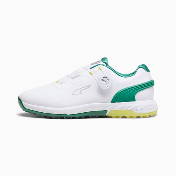 メンズ ゴルフ アルファキャット ニトロ ディスク スパイクレス シューズ, PUMA White-Archive Green-Yellow Burst, extralarge-JPN