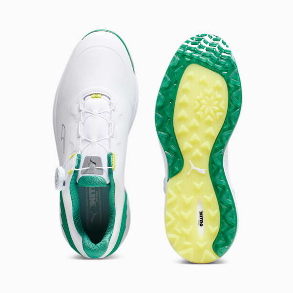 メンズ ゴルフ アルファキャット ニトロ ディスク スパイクレス シューズ, PUMA White-Archive Green-Yellow Burst, extralarge-JPN