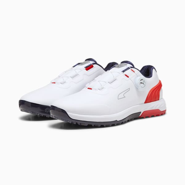 メンズ ゴルフ アルファキャット ニトロ ディスク スパイクレス シューズ, PUMA White-For All Time Red-PUMA Navy, extralarge-JPN