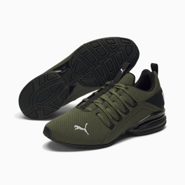 Axelion Refresh Wide Men's Running Shoes, Dark Green Moss-PUMA Black-Feather Gray