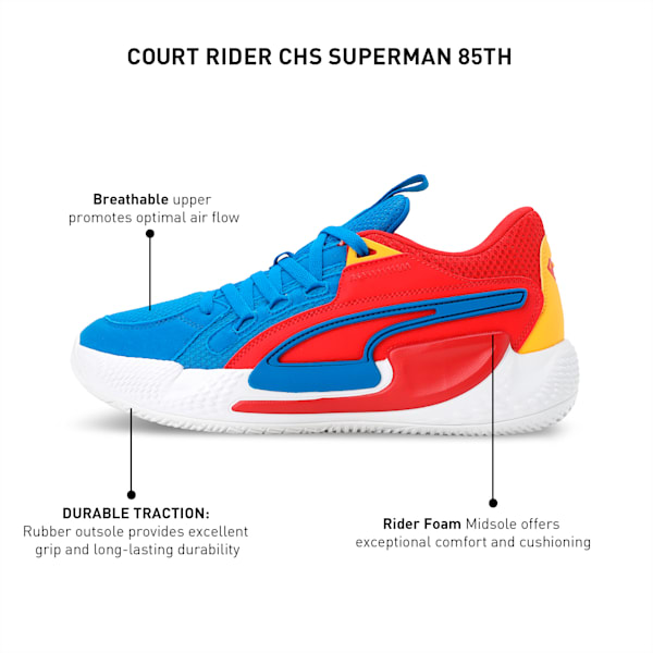 Court Rider Superman 85th Basketball Shoes, Racing Blue-Yellow Sizzle-For All Time Red, extralarge-IND