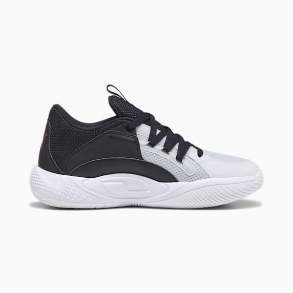 Court Rider Chaos Team Unisex Basketball Shoes, Ash Gray-Cast Iron-PUMA Black-For All Time Red, extralarge-IND