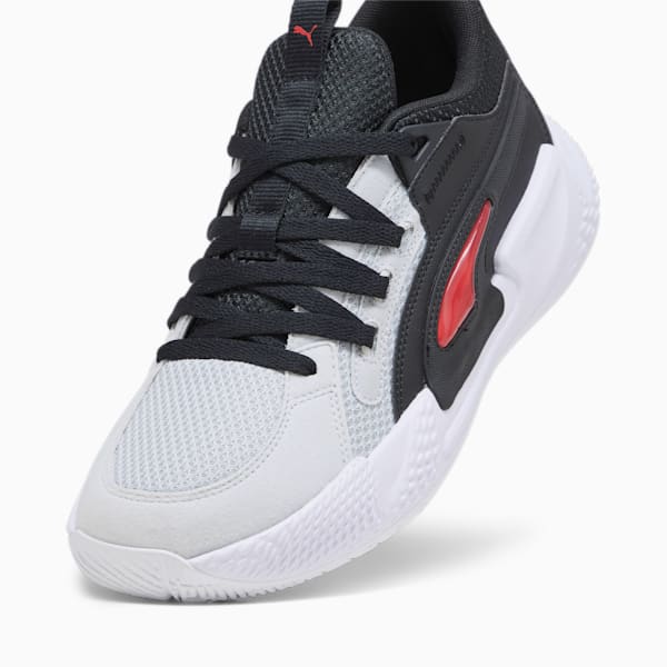 Court Rider Chaos Team Unisex Basketball Shoes, Ash Gray-Cast Iron-PUMA Black-For All Time Red, extralarge-IND