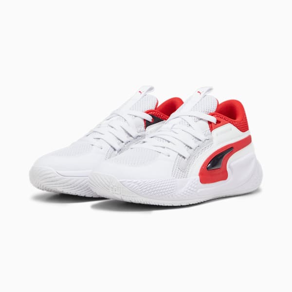 Court Rider Chaos Team Unisex Basketball Shoes, Ash Gray-PUMA White-PUMA Black-For All Time Red, extralarge-IND