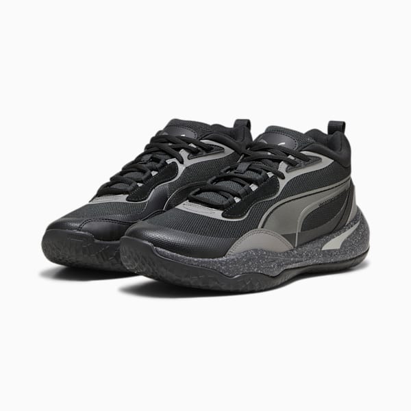 Playmaker Pro Trophies Unisex Basketball Shoes, Puma Aged Silver-Cast Iron-PUMA Black, extralarge-IND