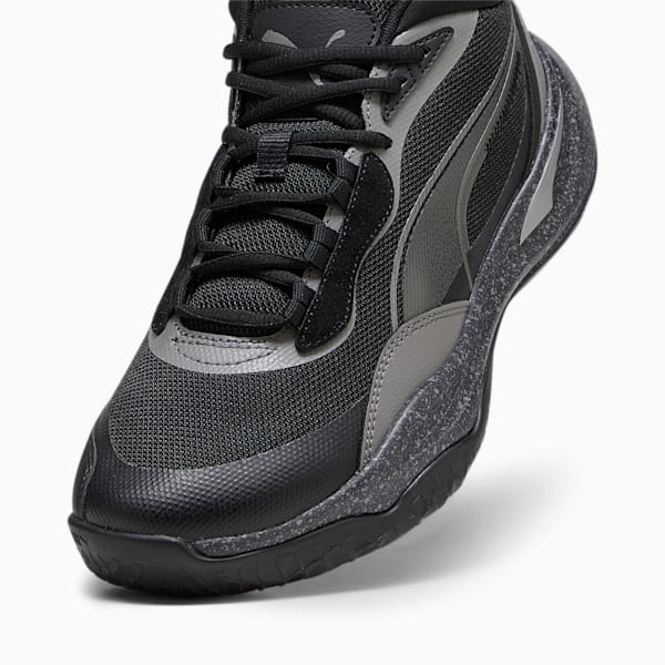 Playmaker Pro Trophies Men's Basketball Shoes, Puma Aged Silver-Cast Iron-PUMA Black, extralarge