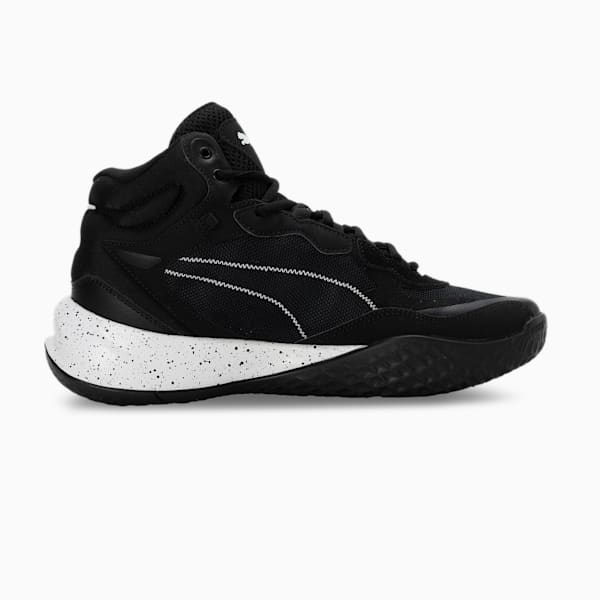 Playmaker Pro Mid Splatter Unisex Basketball Shoes, PUMA Black-PUMA White, extralarge-IND