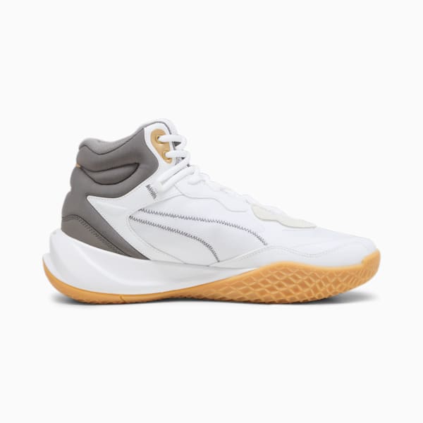 Playmaker Pro Mid Trophies Unisex Basketball Shoes, Ash Gray-Cast Iron-PUMA Gold, extralarge-IND