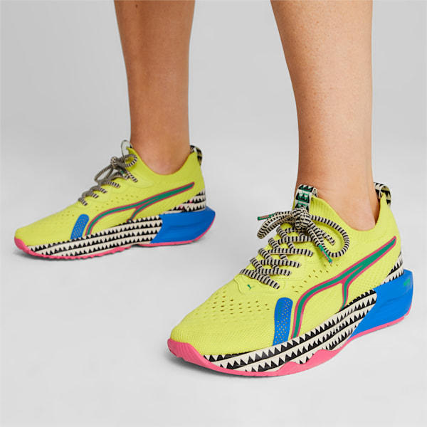 PUMA x lemlem NITRO Luxe Women's Training Shoes, Yellow Burst-Racing Blue-Pink Glimmer, extralarge-IND