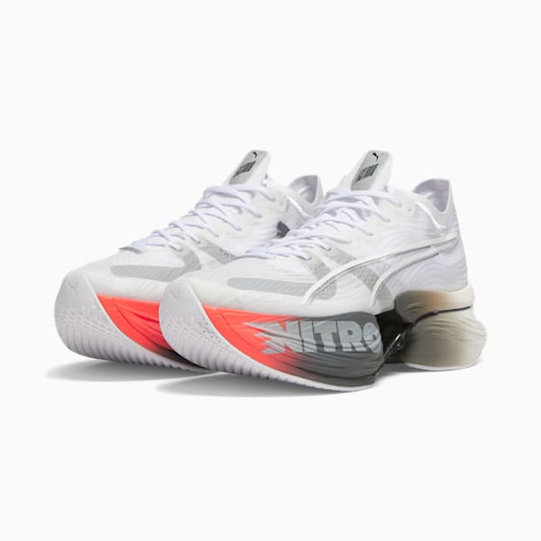 Tenis para correr Fastroid, PUMA White-PUMA Silver-Cherry Tomato, extralarge