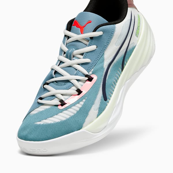 Tenis de básquetbol All-Pro NITRO para hombre, Bold Blue-Dark Clove-Pro Green-Fire Orchid-Koral Ice, extralarge