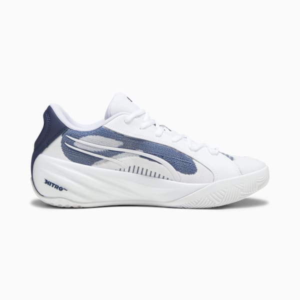 All-Pro NITRO Team Basketball Shoes, PUMA White-PUMA Navy-Lime Squeeze, extralarge