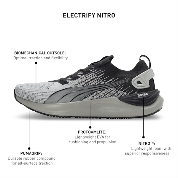Electrify NITRO 3 Knit Men's Running Shoes, PUMA Black-Strong Gray, extralarge-IND