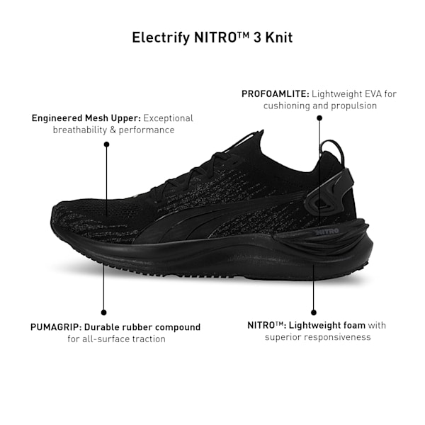 Electrify NITRO™ 3 Knit Men's Running Shoes, PUMA Black-Strong Gray, extralarge-IND