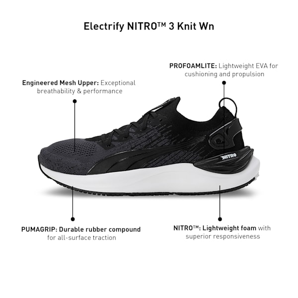 Electrify NITRO™ 3 Knit Women's Running Shoes, PUMA Black-PUMA White, extralarge-IND