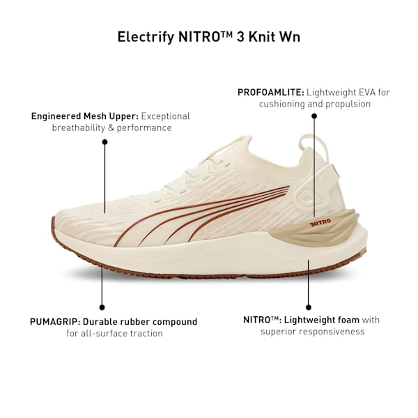 Electrify NITRO™ 3 Knit Women's Running Shoes, Warm White-Teak-Putty, extralarge-IND