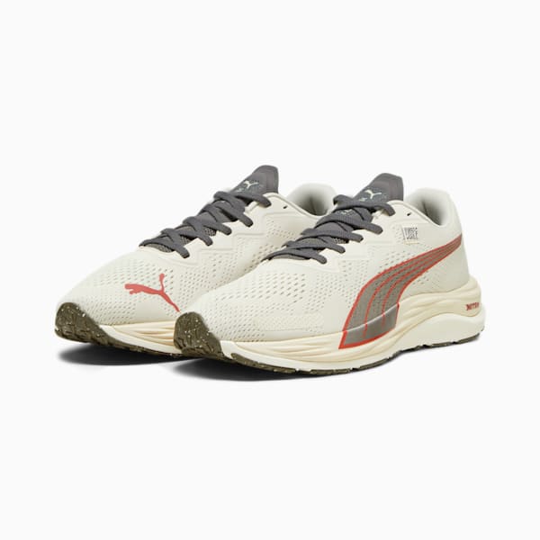 PUMA x FIRST MILE Velocity NITRO 2 Men's Running Shoes, Alpine Snow-Cool Dark Gray-Astro Red, extralarge-IND