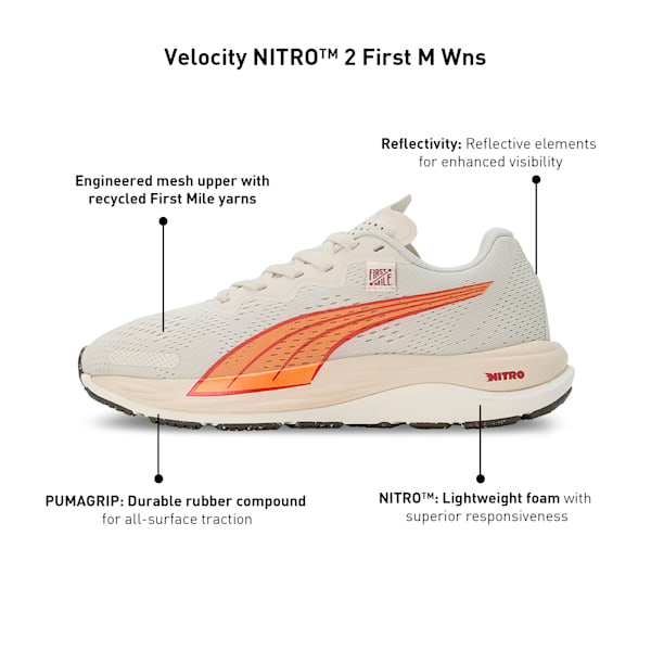 PUMA x FIRST MILE Velocity NITRO 2 Women's Running Shoes, Warm White-Bright Melon, extralarge-IND