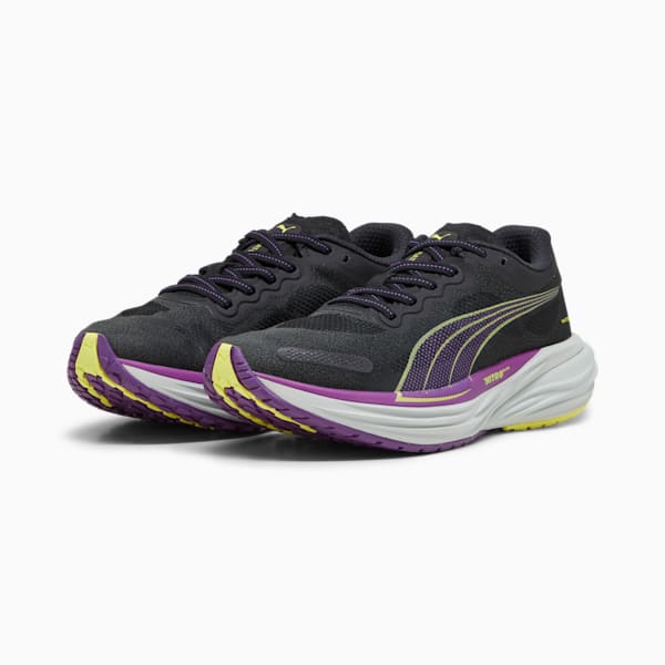 Deviate NITRO 2 WTRepel Women's Trail Running Shoes, PUMA Black-Purple Pop-Yellow Burst, extralarge-IND