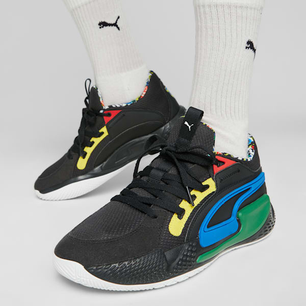 Chaussures de basketball Court Rider Chaos Trash Talk, PUMA Black-Pelé Yellow-Archive Green-Racing Blue-PUMA White, extralarge