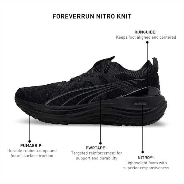 ForeverRun NITRO Knit Men's Running Shoes, PUMA Black-Shadow Gray, extralarge-IND