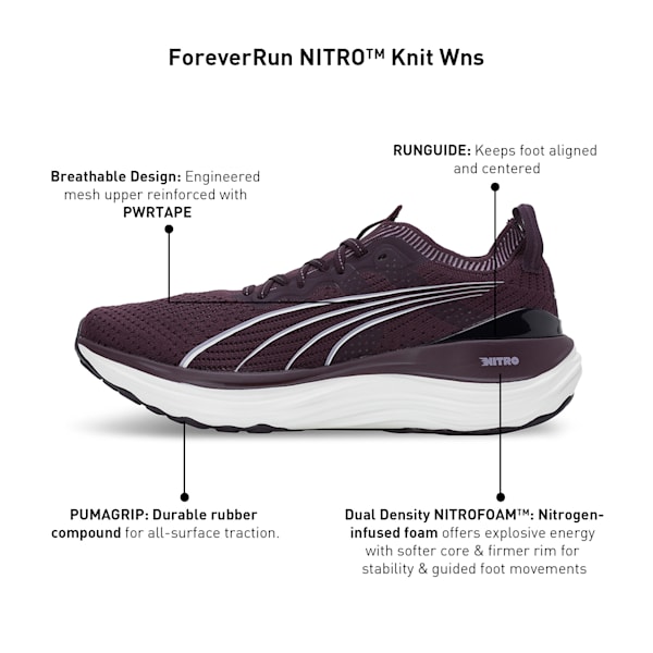 ForeverRun NITRO™ Knit Women's Running Shoes, Midnight Plum-Vapor Gray, extralarge-IND