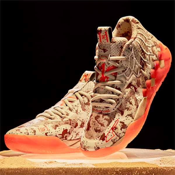 Zapatos de básquetbol PUMA x LAMELO BALL MB.01 Digital Camo para hombre, Pale Khaki-Ultra Orange