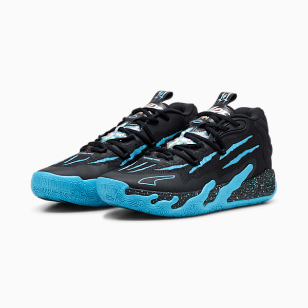 MB.03 Blue Hive Unisex Basketball Shoes, PUMA Black-Bright Aqua, extralarge-AUS