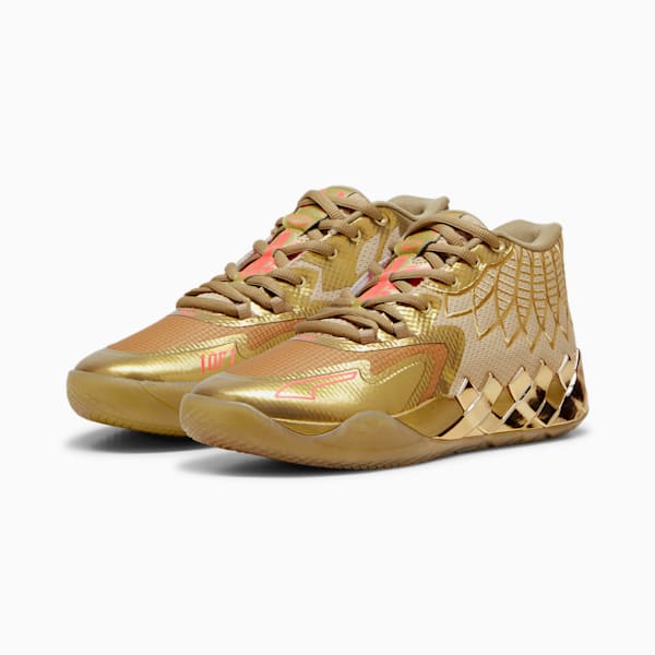 PUMA x LAMELO BALL MB.01 Golden Child Men's Basketball Shoes, Metallic Gold-Fiery Coral, extralarge