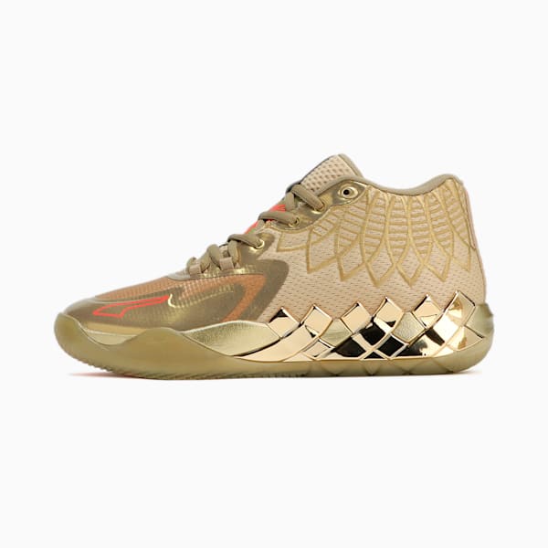 メンズ MB.01 GOLDEN CHILD バスケットボールシューズ, Metallic Gold-Fiery Coral, extralarge-JPN