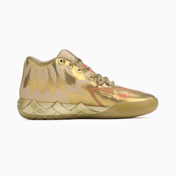 メンズ MB.01 GOLDEN CHILD バスケットボールシューズ, Metallic Gold-Fiery Coral, extralarge-JPN