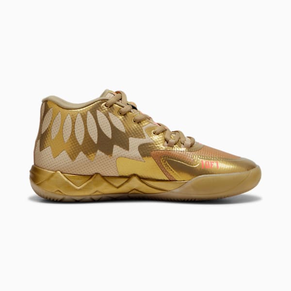 PUMA x LAMELO BALL MB.01 Golden Child Men's Basketball Shoes, Metallic Gold-Fiery Coral, extralarge