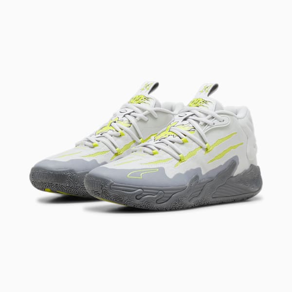 PUMA x LAMELO BALL MB.03 Chino Hills Men's Basketball Shoes, Feather Gray-Lime Smash, extralarge