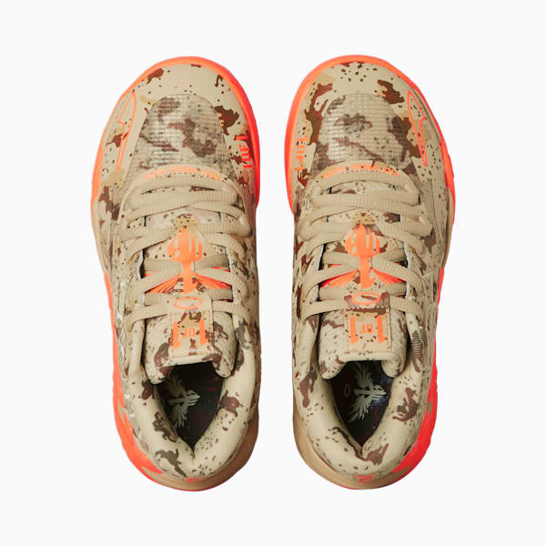 PUMA x LAMELO BALL MB.01 Digital Camo Big Kids' Basketball Shoes, Pale Khaki-Ultra Orange, extralarge