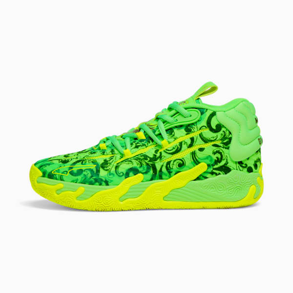 Chaussures de basketball PUMA x LAMELO BALL MB.03 LaFrancé, grand enfant, Fluro Green Pes-PUMA Green-Fluro Yellow Pes, extralarge