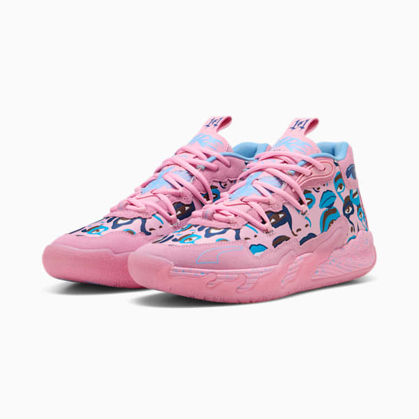 Chaussures de basketball MB.03 PUMA x LAMELO BALL x Porsche Legacy pour homme, Pink Lilac-Team Light Blue, extralarge