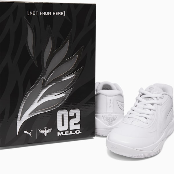 Zapatos de básquetbol MB.02 Lo para jóvenes, PUMA White-PUMA Silver, extralarge