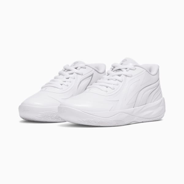 Zapatos de básquetbol MB.02 Lo para jóvenes, PUMA White-PUMA Silver, extralarge
