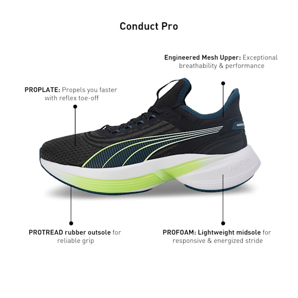 Conduct Pro Unisex Running Shoes, PUMA Black-Ocean Tropic-Feather Gray, extralarge-IND