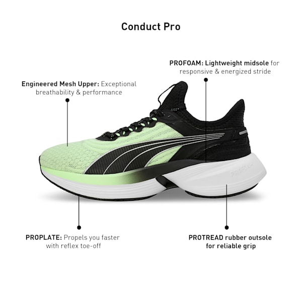 Conduct Pro Running Shoes, Fizzy Apple-PUMA Black-PUMA Silver-PUMA White, extralarge-IND