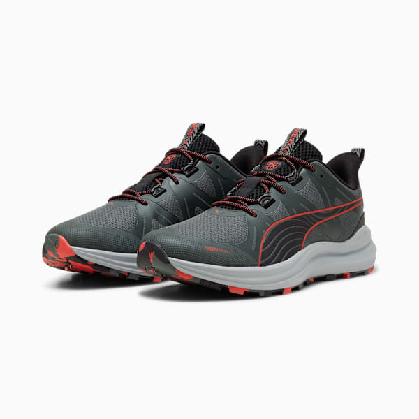 Reflect Lite Trail Running Shoes, Mineral Gray-PUMA Black-Active Red, extralarge