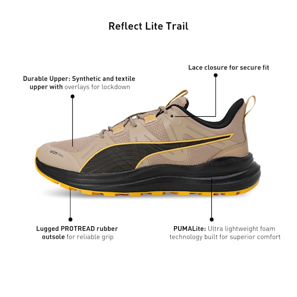 Reflect Lite Trail Running Shoes, Prairie Tan-Yellow Sizzle-PUMA Black, extralarge-IND